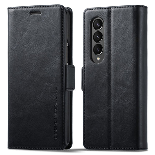 Galaxy Z Fold4 5G – Wallet-Handyhülle aus Kunststoff und PU-Leder, mit Ständer, stoßfest, mit RFID-Schutz