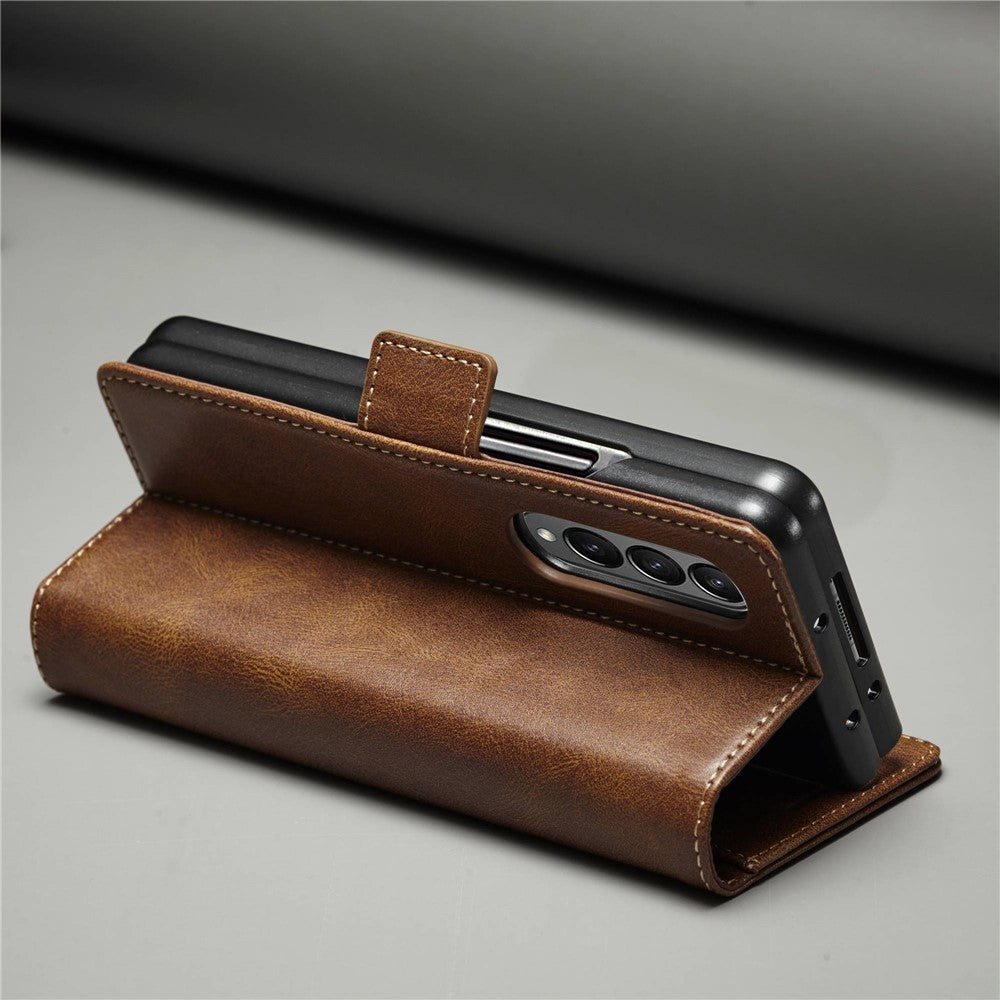 LC.IMEEKE for Samsung Galaxy Z Fold4 5G Drop-proof Phone Wallet Case RFID Blocking Stand Double Magnetic Clasps PU Leather + PC Phone Cover