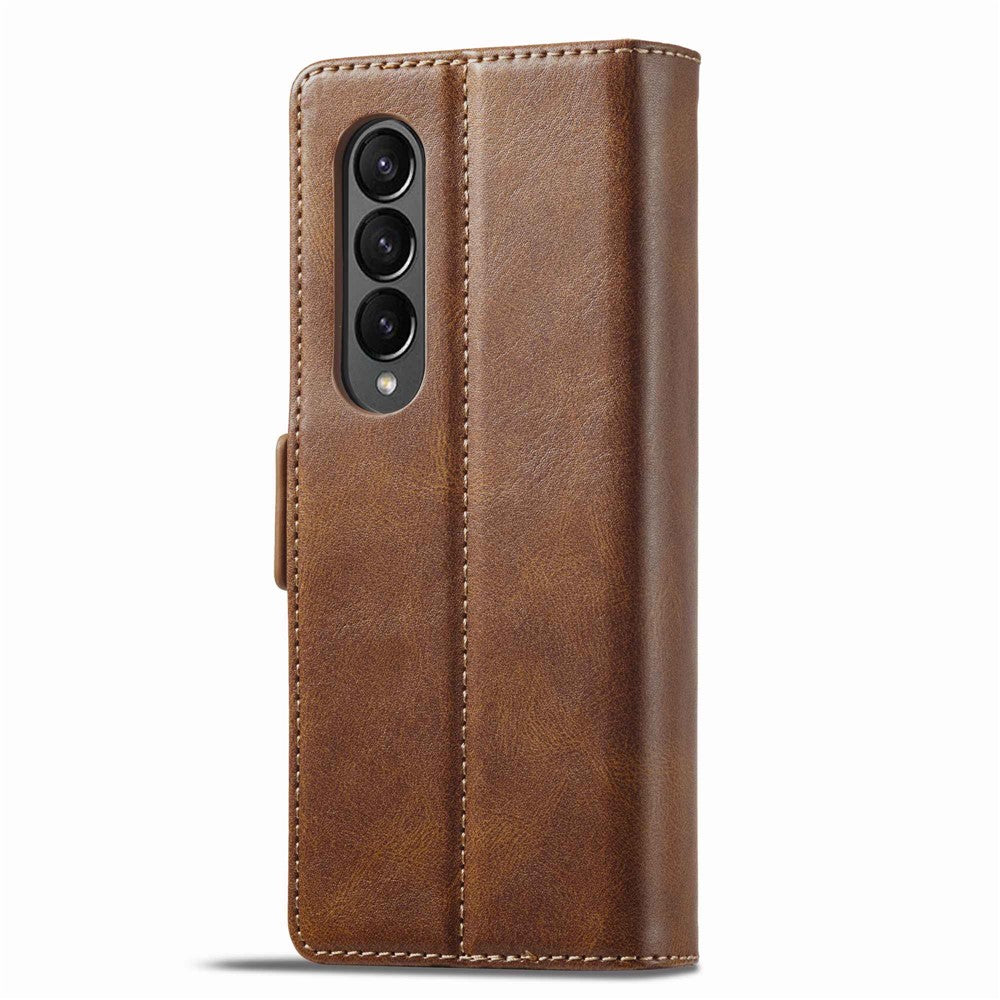 LC.IMEEKE for Samsung Galaxy Z Fold4 5G Drop-proof Phone Wallet Case RFID Blocking Stand Double Magnetic Clasps PU Leather + PC Phone Cover