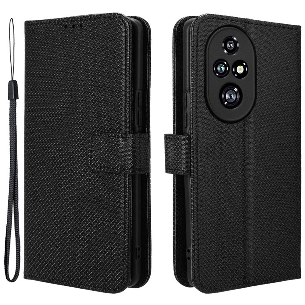 For Honor 200 Pro 5G Case Flip Wallet Diamond Texture PU Leather Phone Cover
