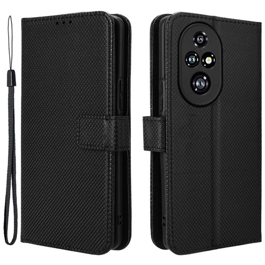 Honor 200 Pro 5G Wallet-Handyhülle – Flip Diamond Textur PU Leder