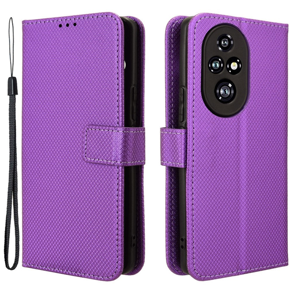 For Honor 200 Pro 5G Case Flip Wallet Diamond Texture PU Leather Phone Cover