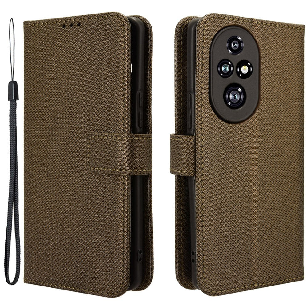 For Honor 200 Pro 5G Case Flip Wallet Diamond Texture PU Leather Phone Cover