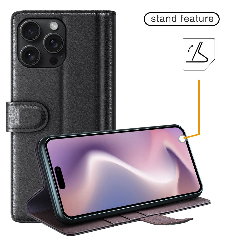 iPhone 16 Pro Echtleder Hülle mit Kartenfach