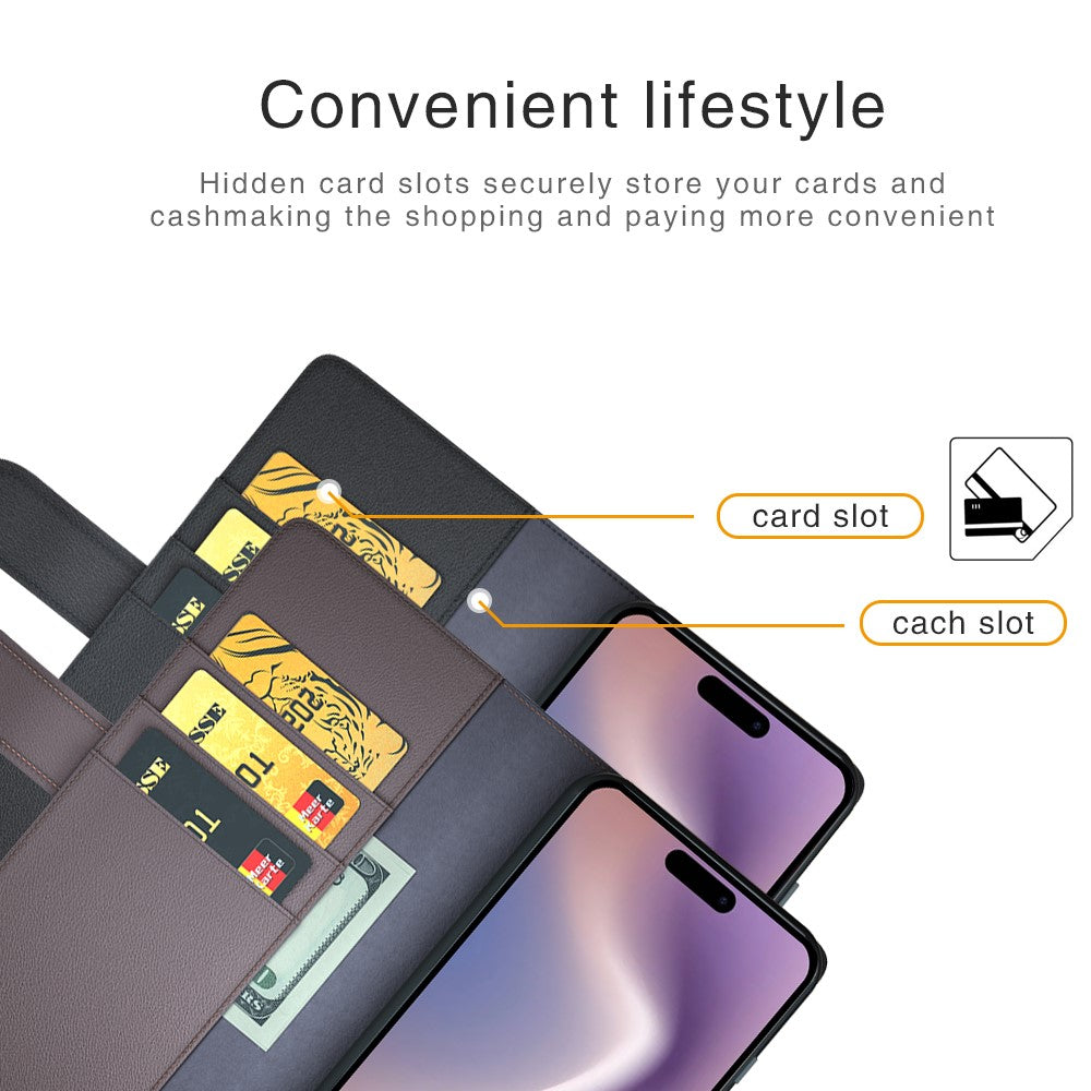 iPhone 16 Plus Echtleder Hülle mit Kartenfach