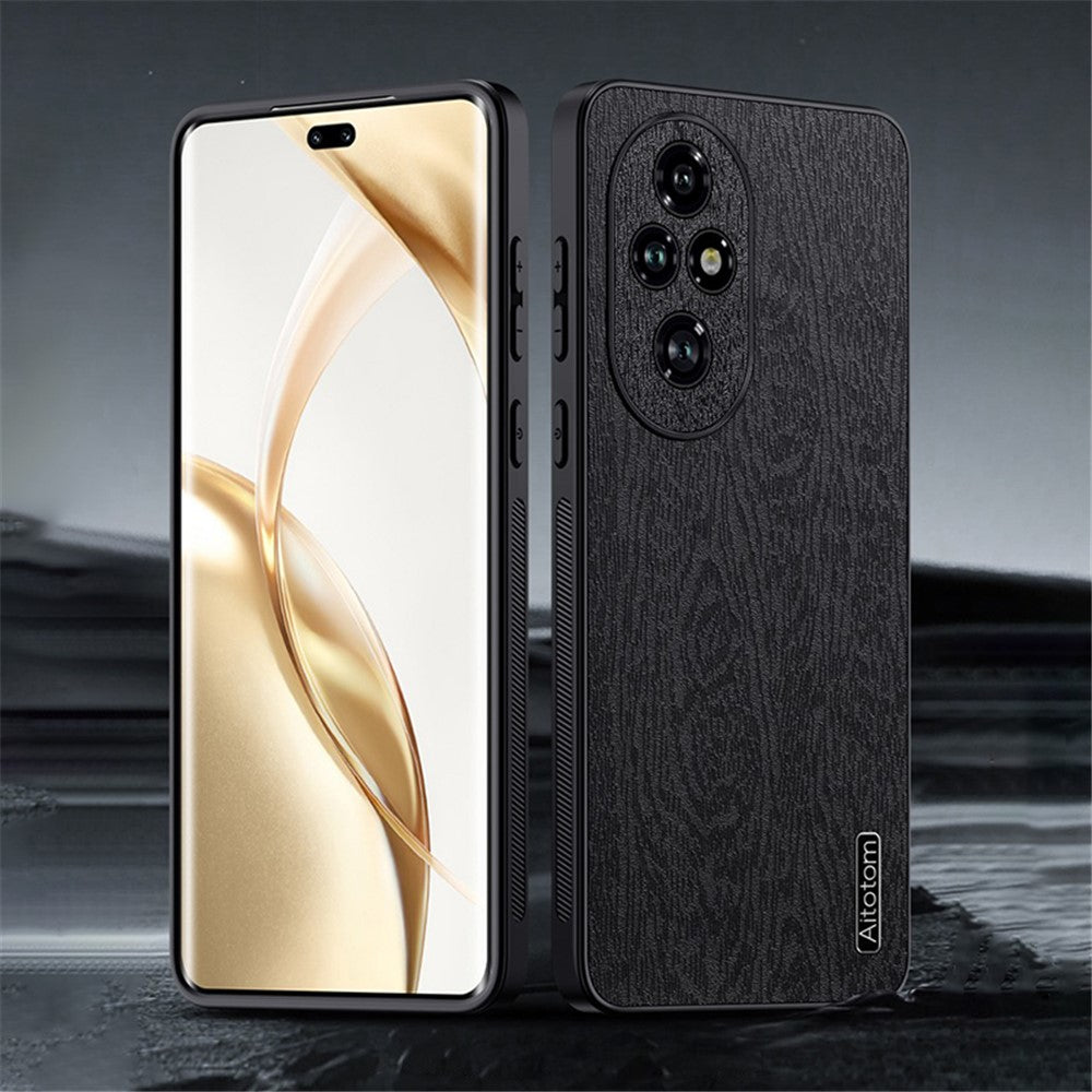 Honor 200 5G Handyhülle – Aus lederbeschichtetem PC+TPU, mit Holzmaserung