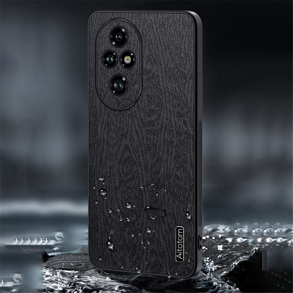 Honor 200 Pro 5G Handyhülle – Aus lederbeschichtetem PC+TPU, mit Holzmaserung