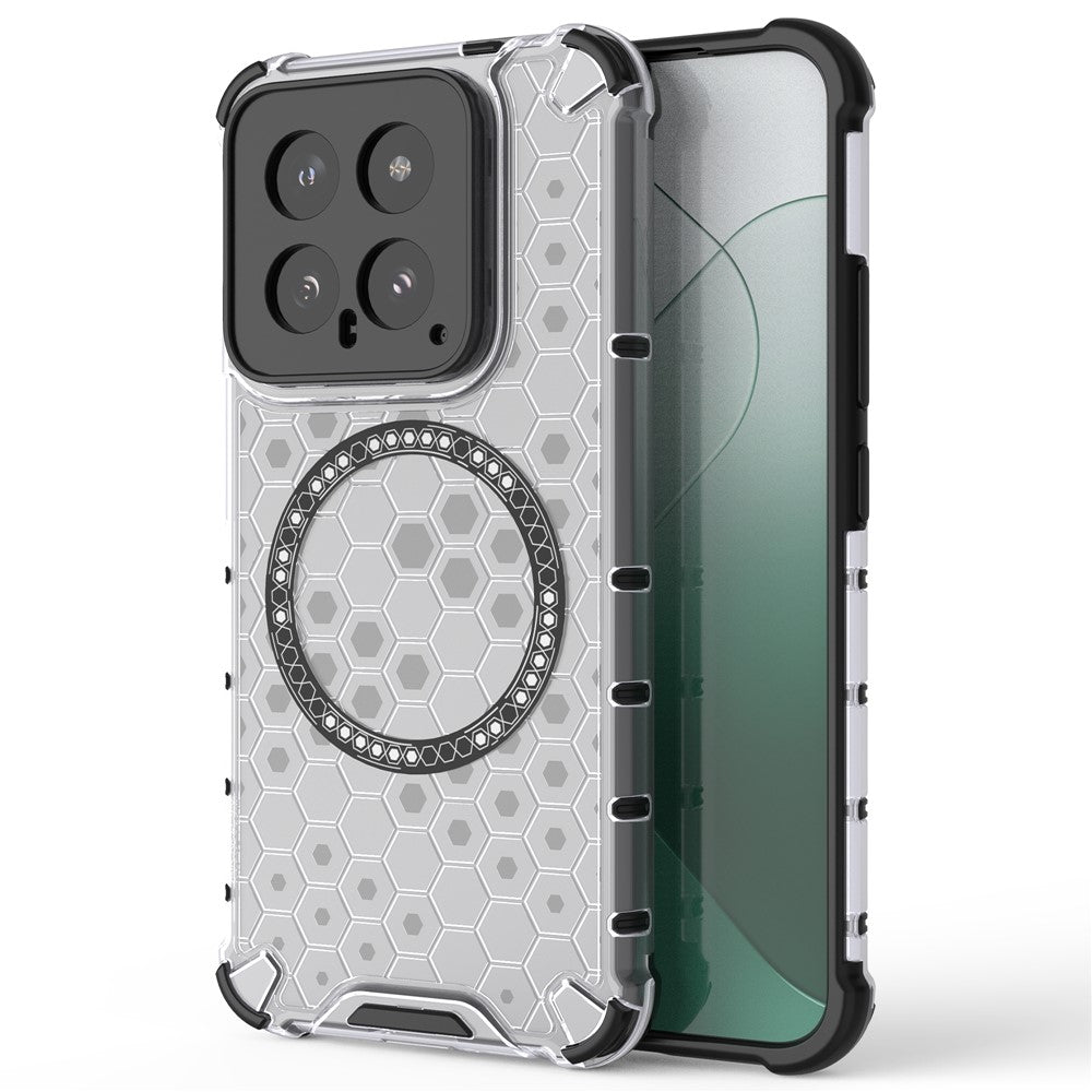 For Xiaomi 14 Magnetic Case Translucent Honeycomb TPU+PC Phone Cover
