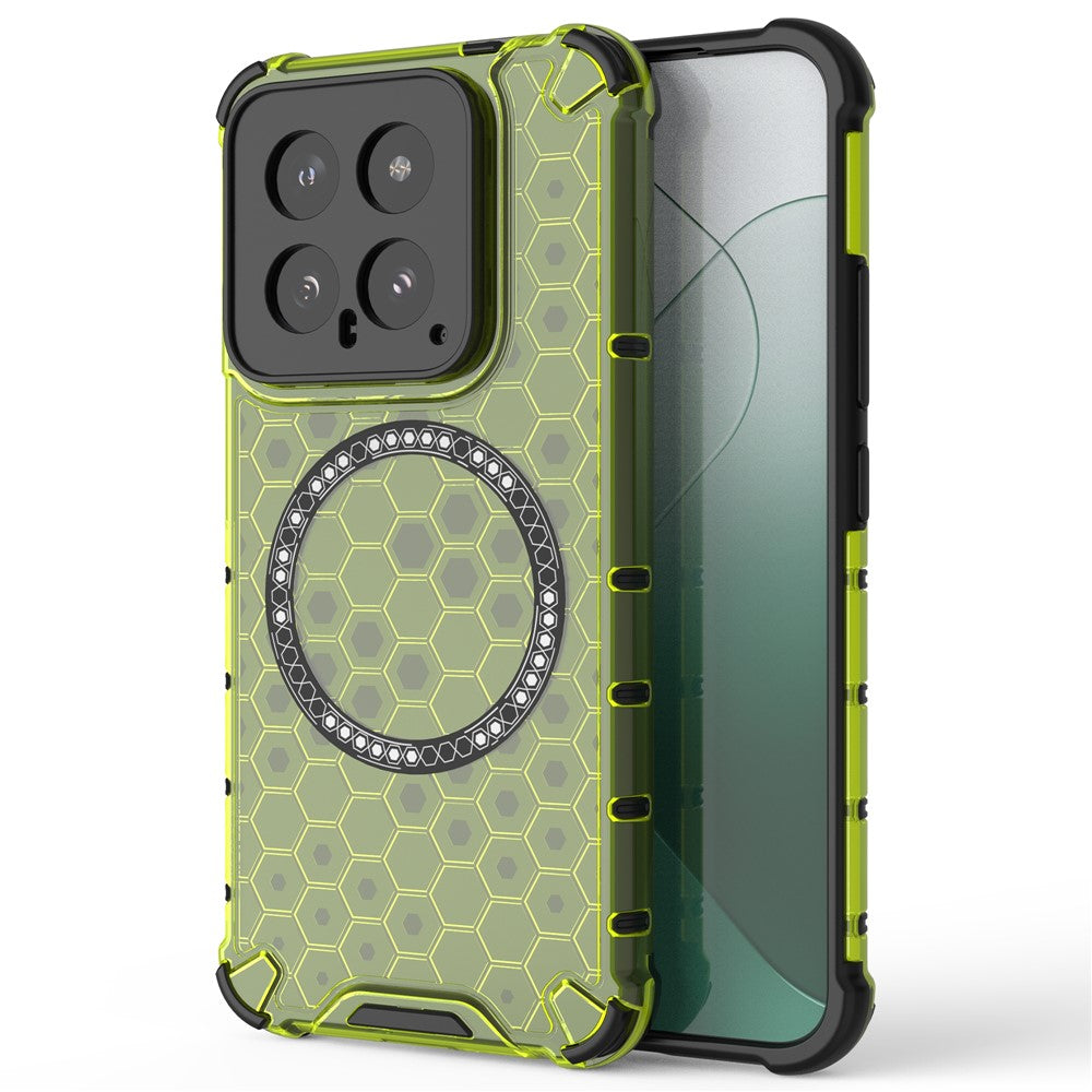 For Xiaomi 14 Magnetic Case Translucent Honeycomb TPU+PC Phone Cover