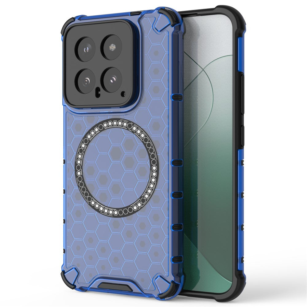 For Xiaomi 14 Magnetic Case Translucent Honeycomb TPU+PC Phone Cover