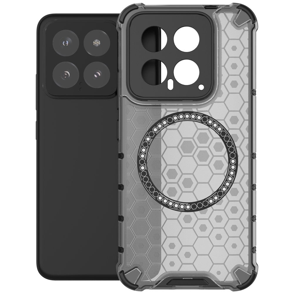 For Xiaomi 14 Magnetic Case Translucent Honeycomb TPU+PC Phone Cover