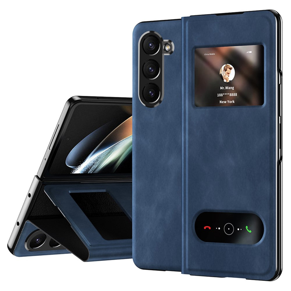 For Samsung Galaxy Z Fold6 5G Case View Window PU Leather Phone Cover