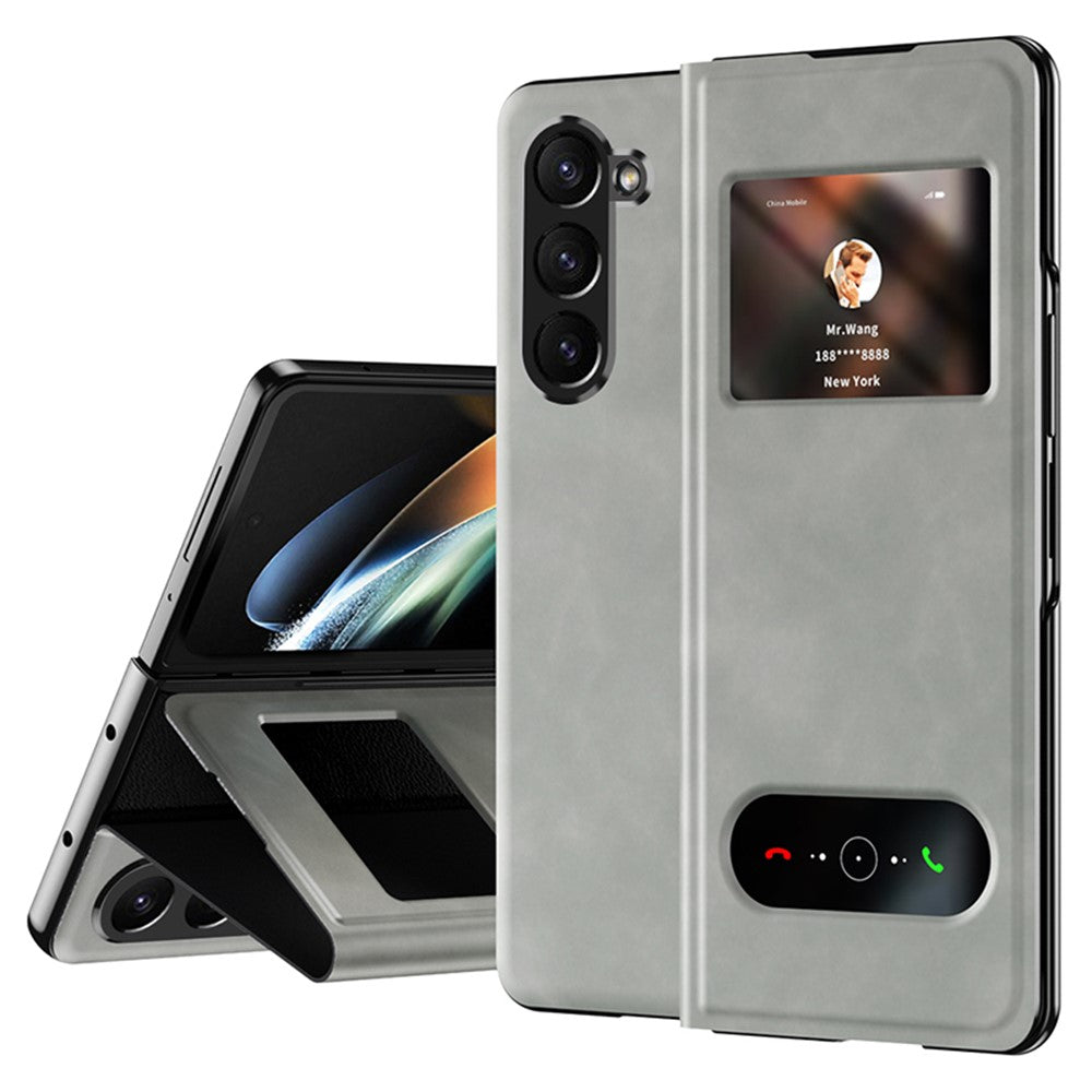 For Samsung Galaxy Z Fold6 5G Case View Window PU Leather Phone Cover