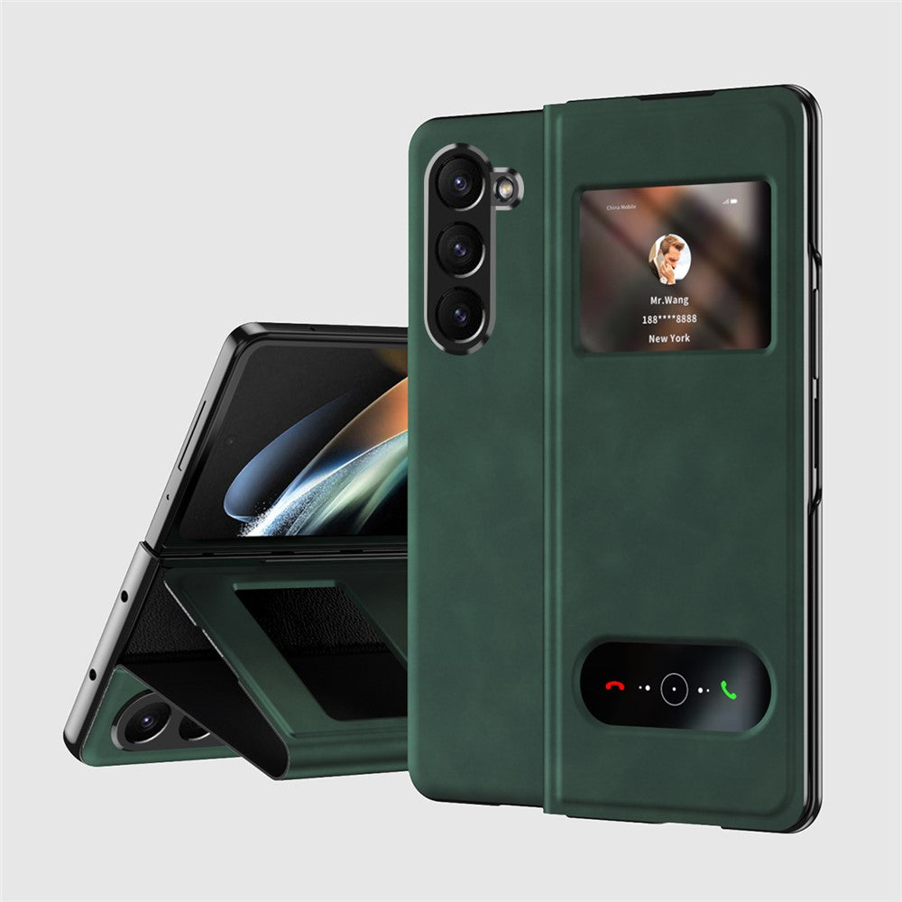 For Samsung Galaxy Z Fold6 5G Case View Window PU Leather Phone Cover