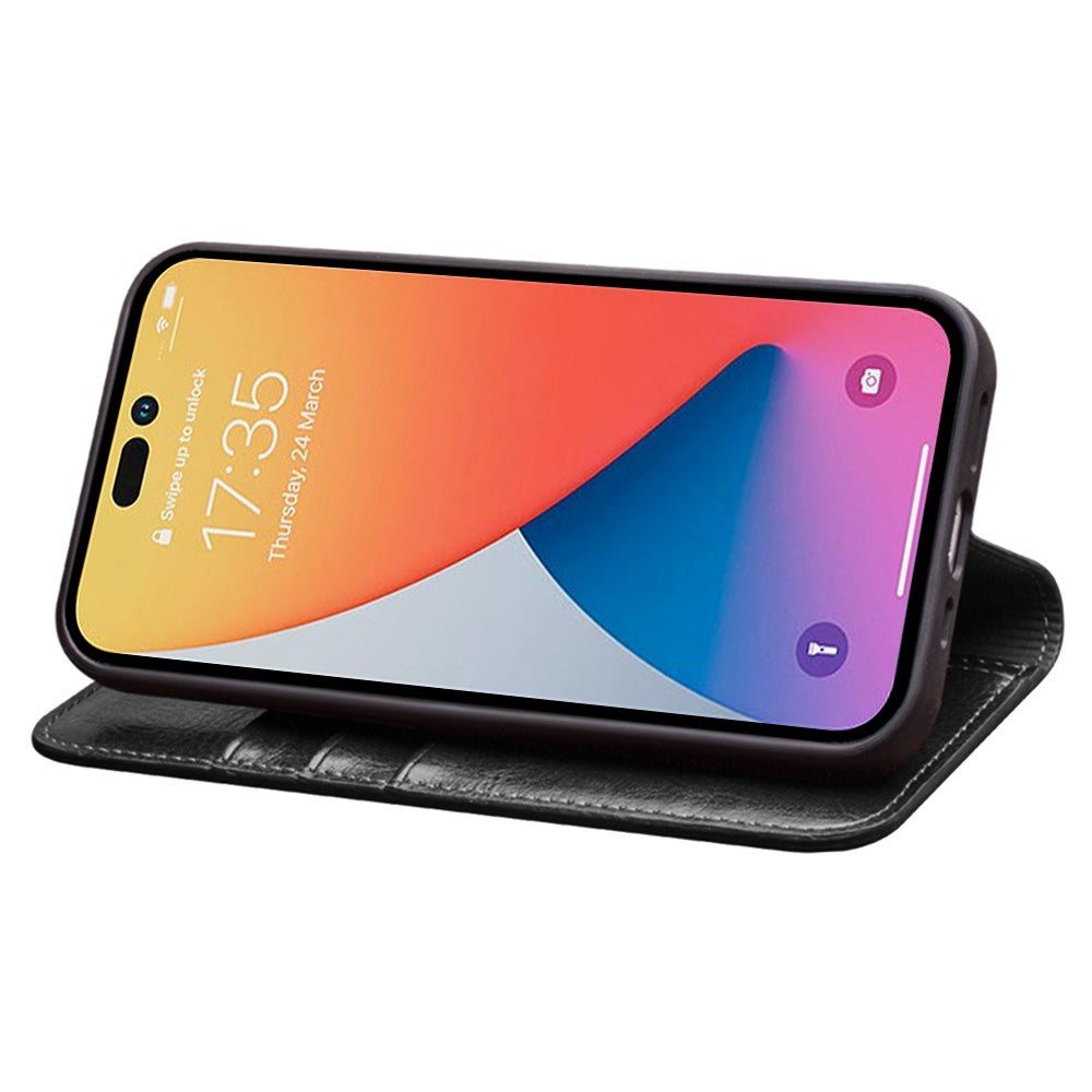 iPhone 14 Pro Max Echtleder-Handyhülle – Geldbörse & Standfunktion