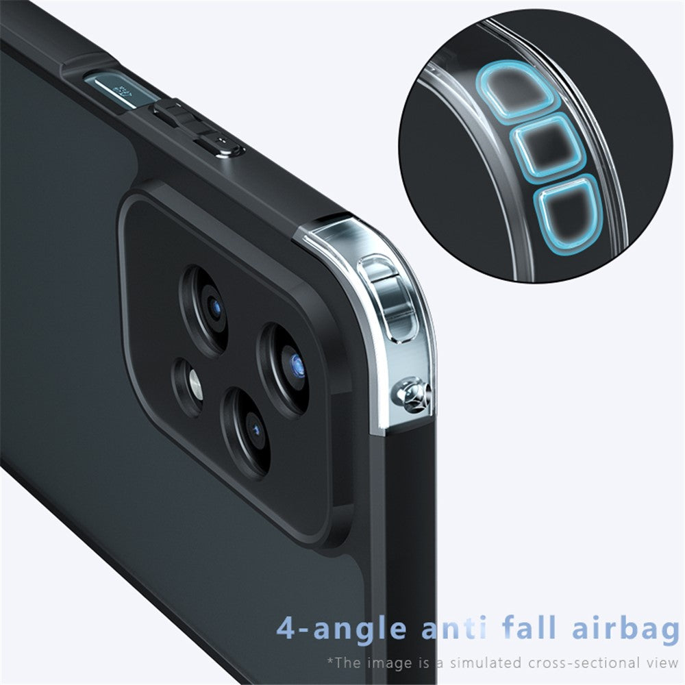 For Honor 200 Lite Case Skin-Touch TPU + PC Matte Phone Back Cover, Transparent Black