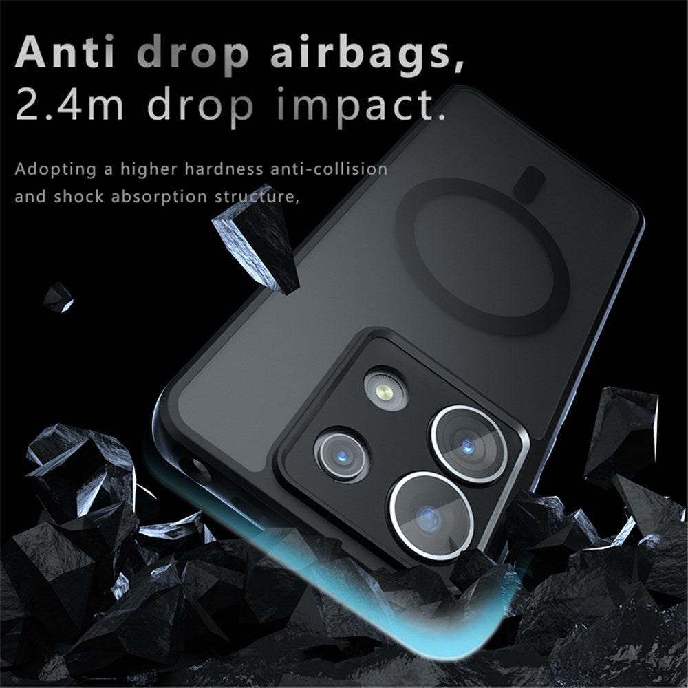 For Xiaomi Redmi Note 13 Pro 5G / Poco X6 5G Matte Case Skin-Touch TPU+PC Phone Cover Magnetic Case