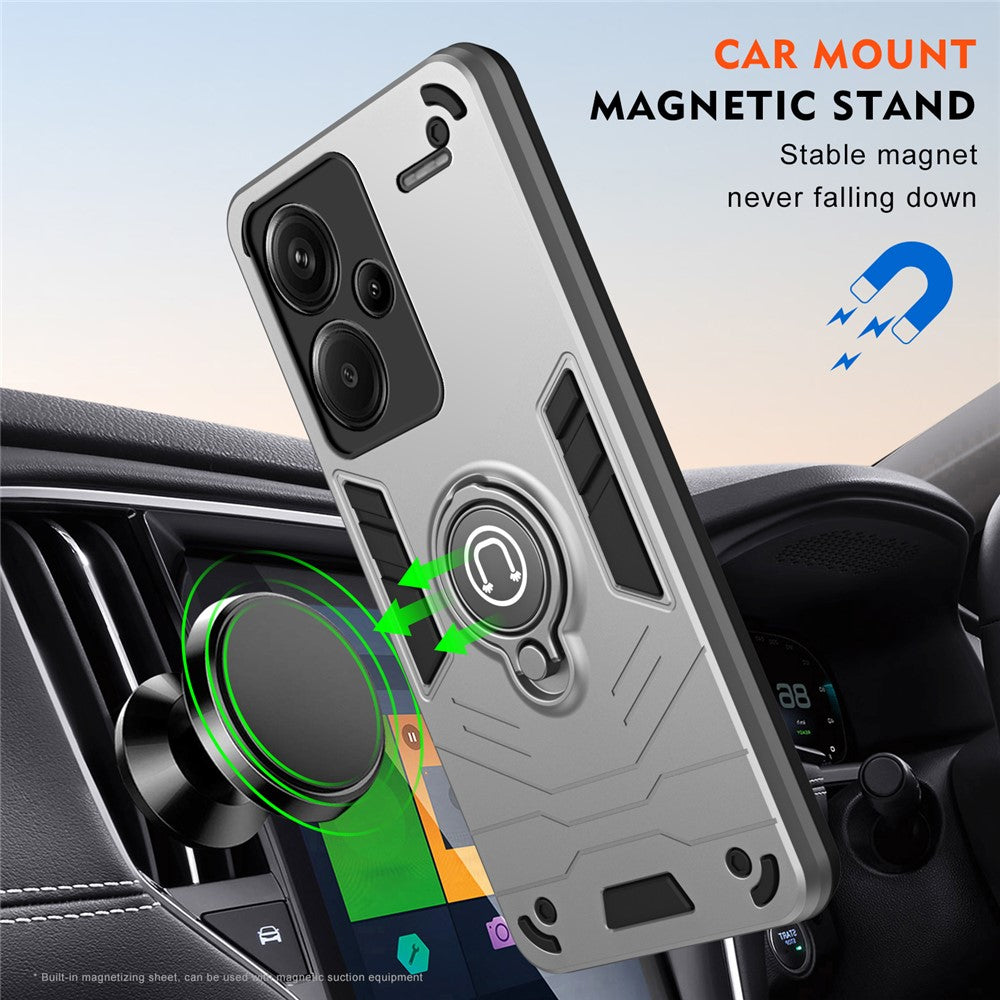 For Xiaomi Redmi Note 13 Pro+ 5G Case PC+TPU Ring Kickstand Shockproof Phone Cover