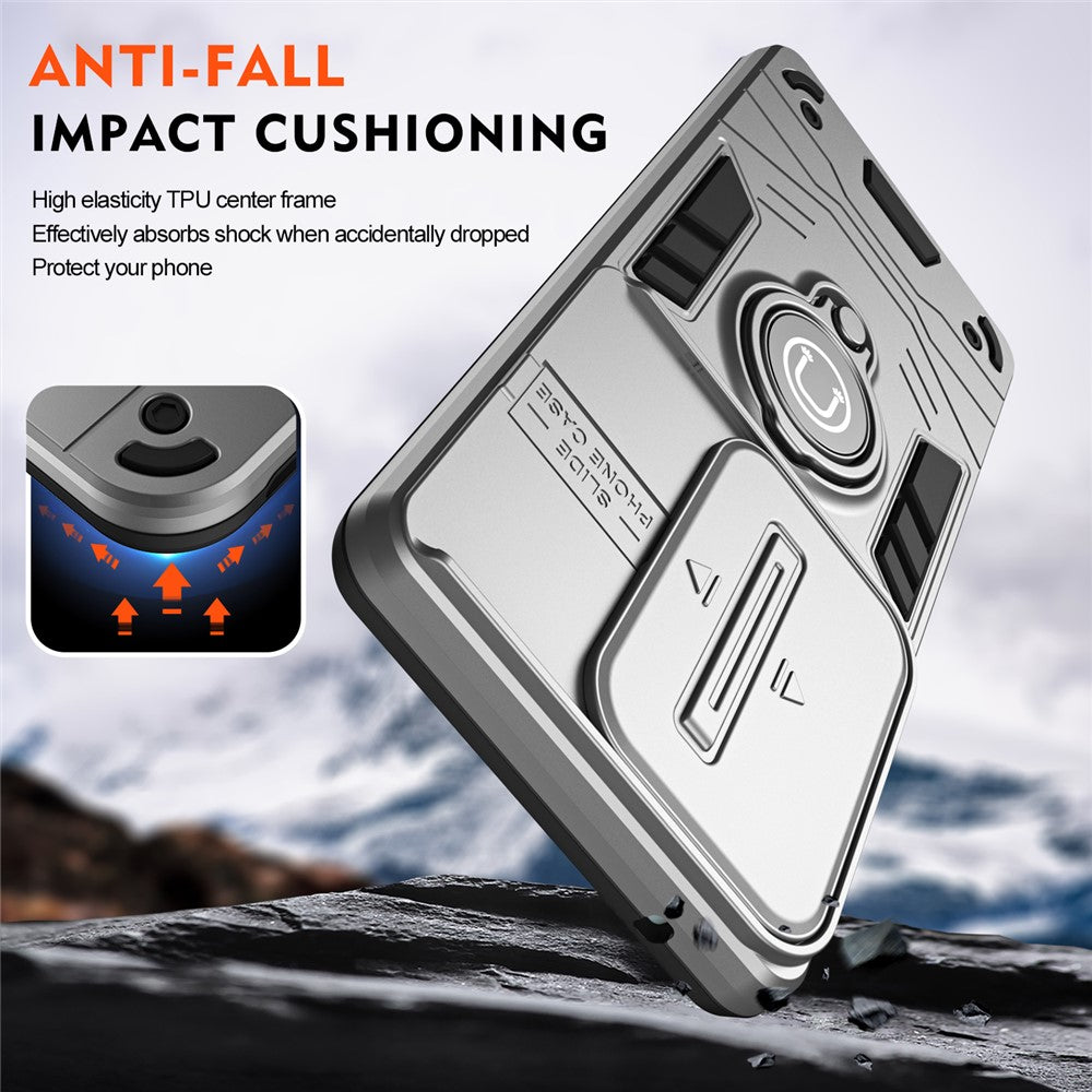For Xiaomi Redmi Note 13 Pro 4G / Poco M6 Pro 4G Case Slide Lens Guard Phone Cover with Kickstand