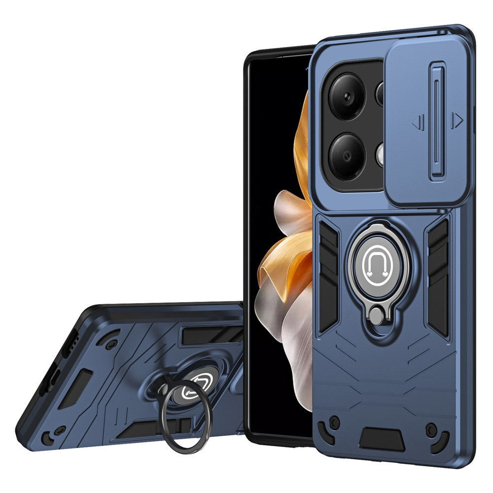 For Xiaomi Redmi Note 13 Pro 4G / Poco M6 Pro 4G Case Slide Lens Guard Phone Cover with Kickstand