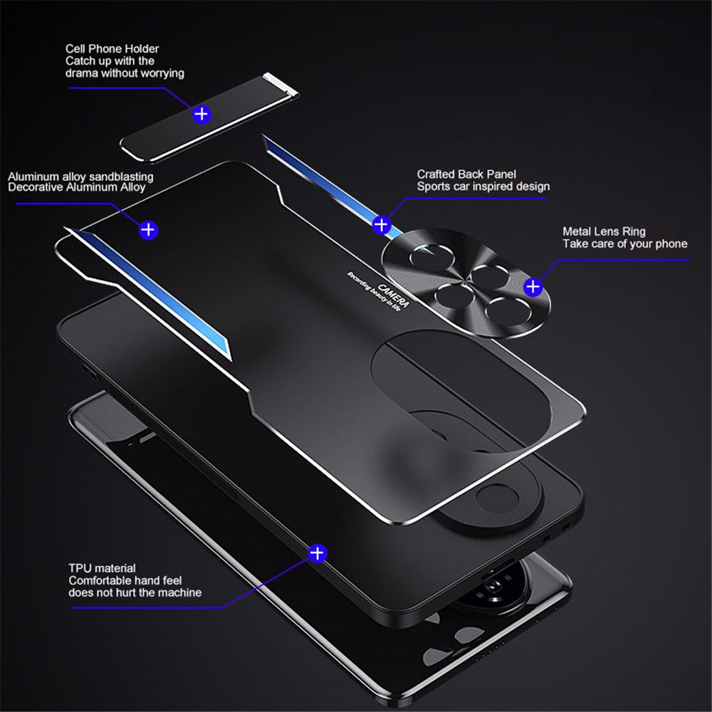 For Honor 200 Pro 5G Case Aluminum Alloy + TPU Anti-Drop Phone Cover with Kickstand