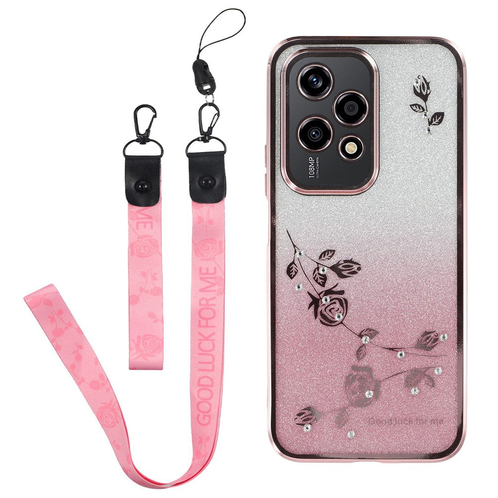 KADEM For Honor 200 Lite Case Glitter Gradient TPU Phone Cover with Lanyard