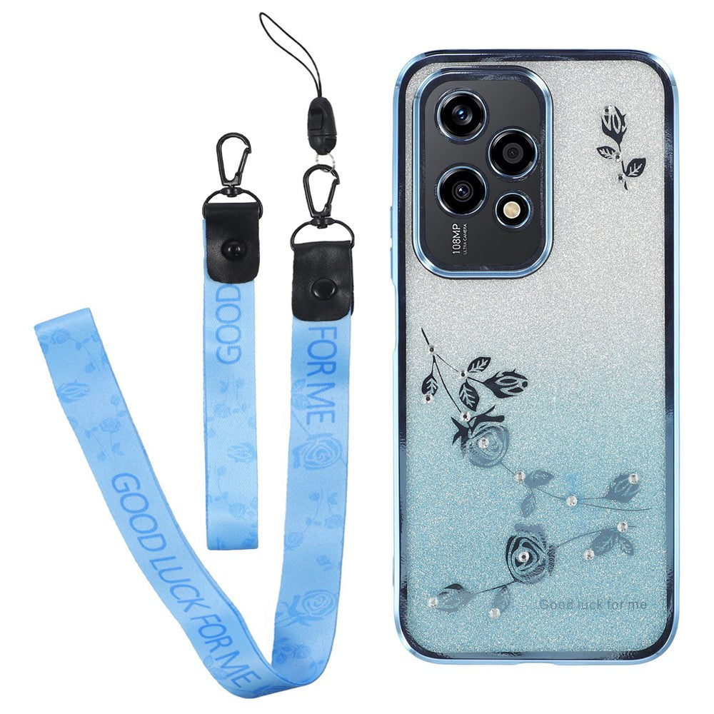 KADEM For Honor 200 Lite Case Glitter Gradient TPU Phone Cover with Lanyard