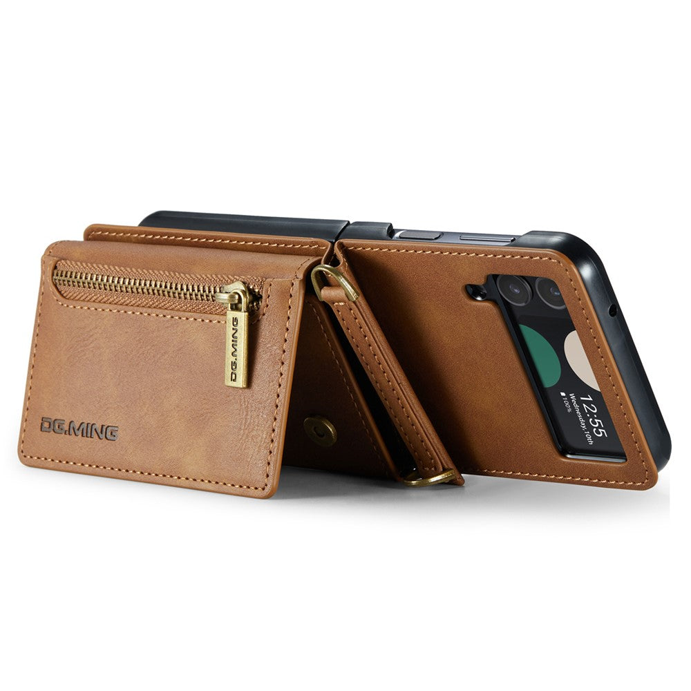 DG.MING M5 Series for Samsung Galaxy Z Flip4 5G Case RFID Blocking PU Leather+PC Folding Phone Cover