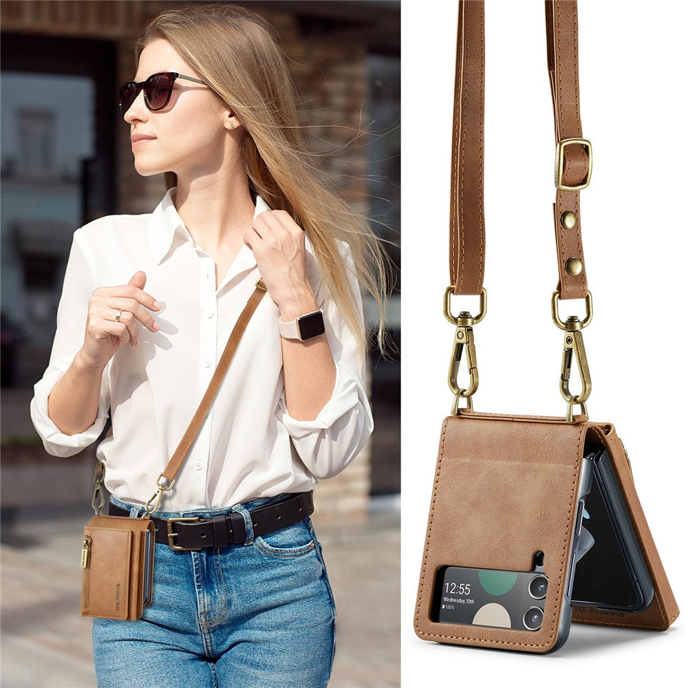 DG.MING M5 Series for Samsung Galaxy Z Flip4 5G Case RFID Blocking PU Leather+PC Folding Phone Cover