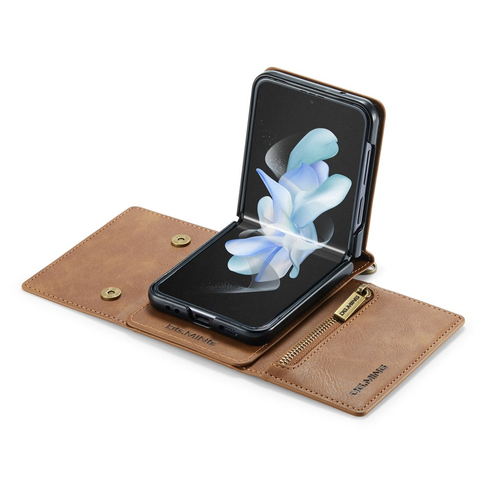 DG.MING M5 Series for Samsung Galaxy Z Flip3 5G Case RFID Blocking Card Slots Leather+PC Phone Cover