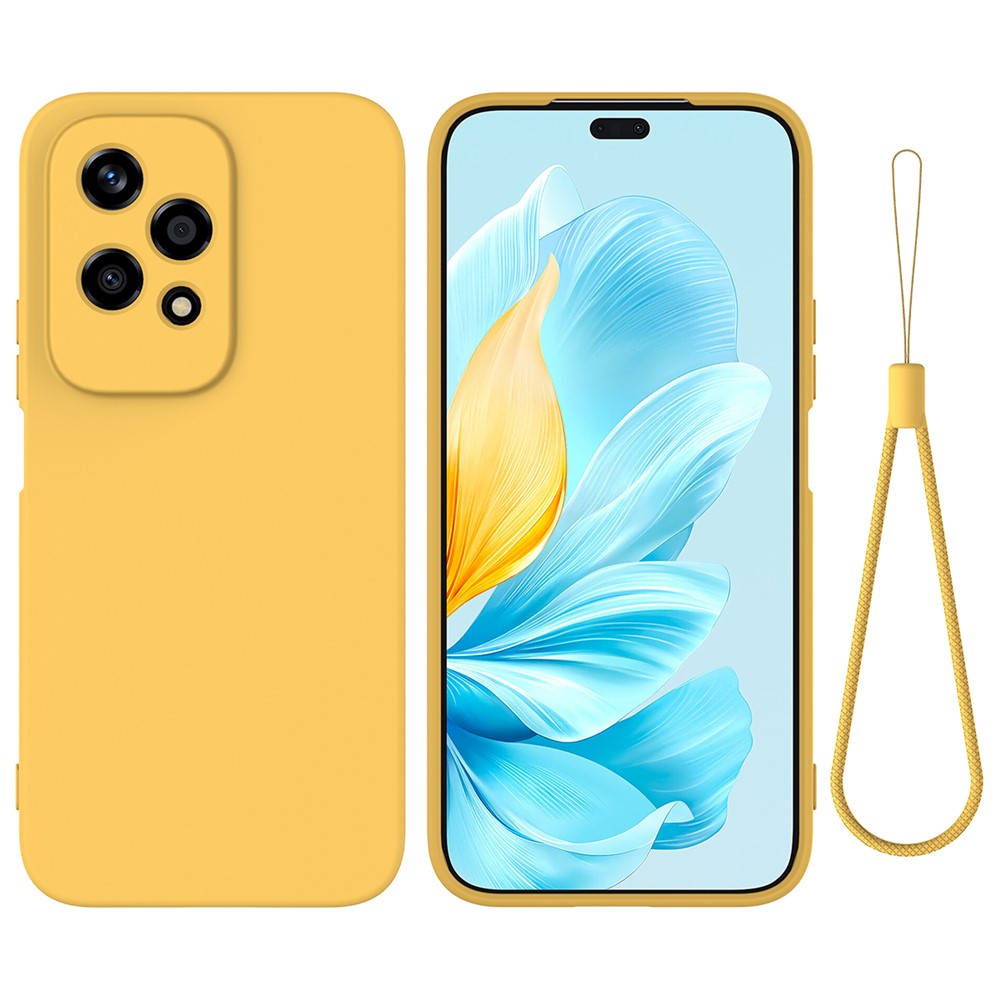 For Honor 200 Lite Case with Strap Liquid Silicone Phone Cover Camera Protection