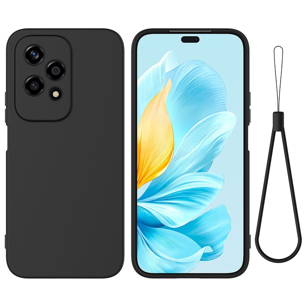 For Honor 200 Lite Case with Strap Liquid Silicone Phone Cover Camera Protection