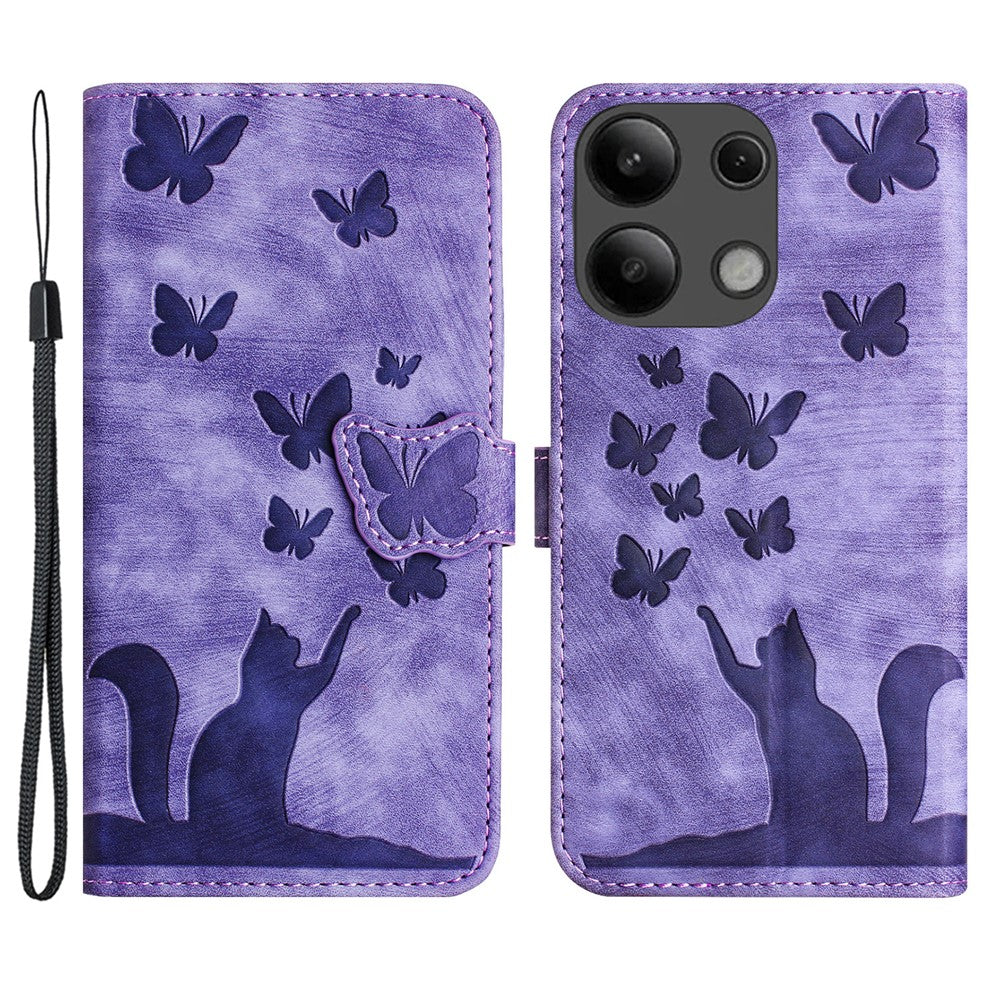 For Xiaomi Redmi Note 13 4G Case PU Leather Phone Cover Butterfly Cat Pattern