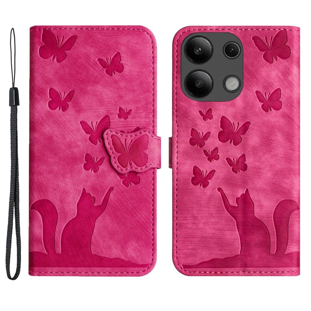 For Xiaomi Redmi Note 13 4G Case PU Leather Phone Cover Butterfly Cat Pattern
