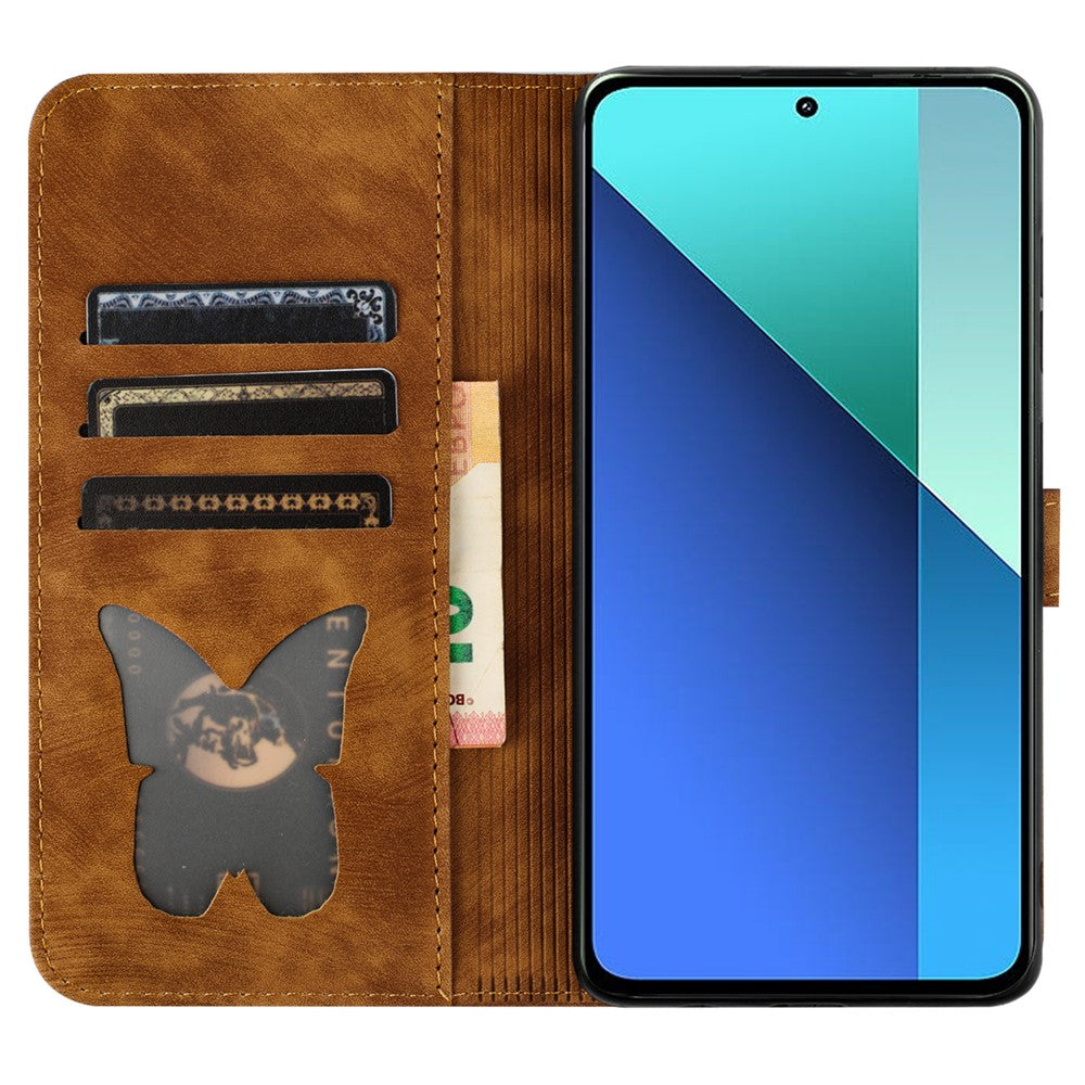 For Xiaomi Redmi Note 13 4G Case PU Leather Phone Cover Butterfly Cat Pattern