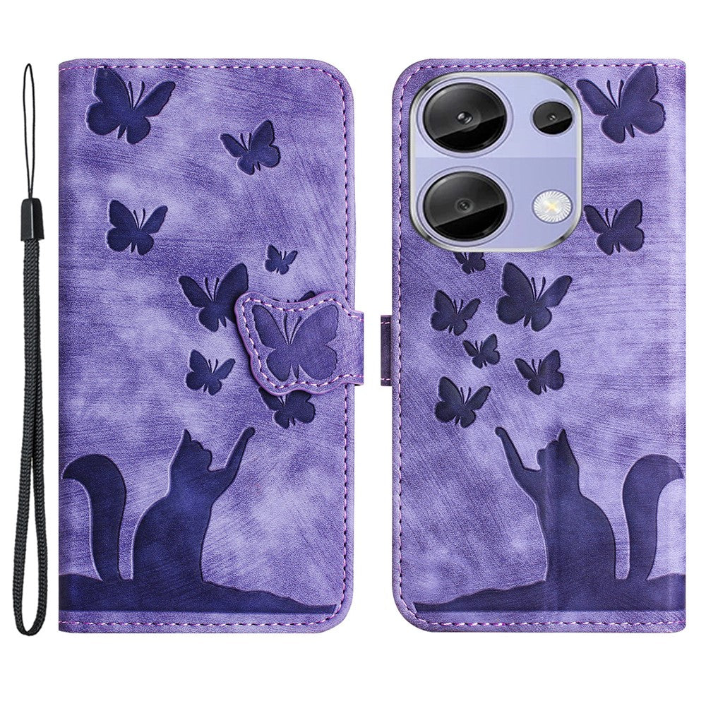 For Xiaomi Redmi Note 13 Pro 4G / Poco M6 Pro 4G Wallet Phone Case Butterfly Cat Imprint Leather Cover