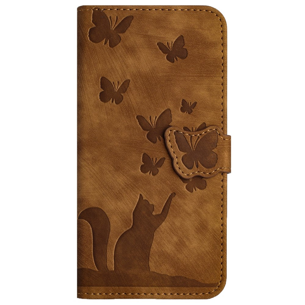 For Xiaomi Redmi Note 13 5G Wallet Case Butterfly Cat Imprint Leather Phone Cover