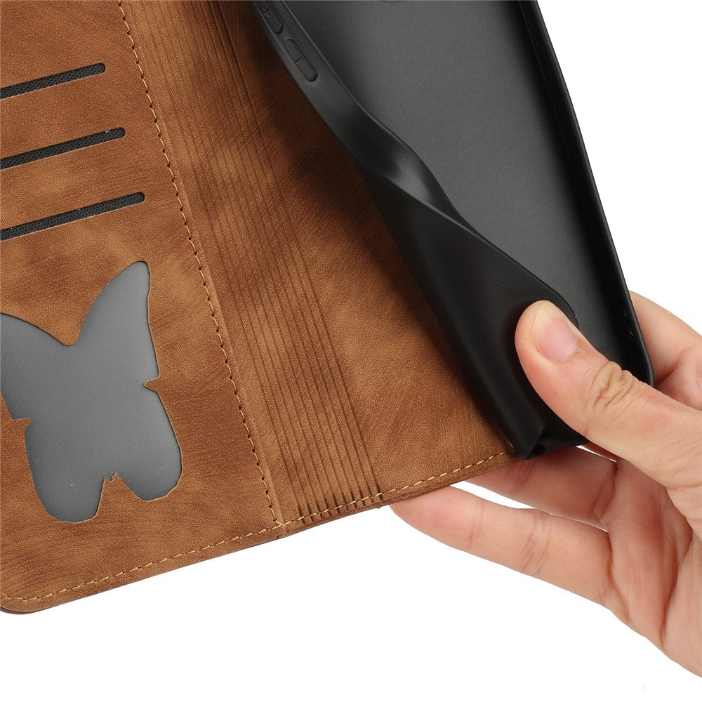 For Xiaomi Redmi 13C 4G / 5G / 13R 5G / Poco M6 5G / Poco C65 4G Case Cat Butterfly Imprinted Leather Magnetic Clasp Phone Cover