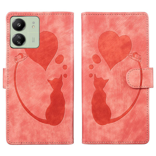 For Xiaomi Redmi 13C 4G / 5G / 13R 5G / Poco M6 5G / Poco C65 4G Case Cute Cat Imprint PU Leather Wallet Phone Cover