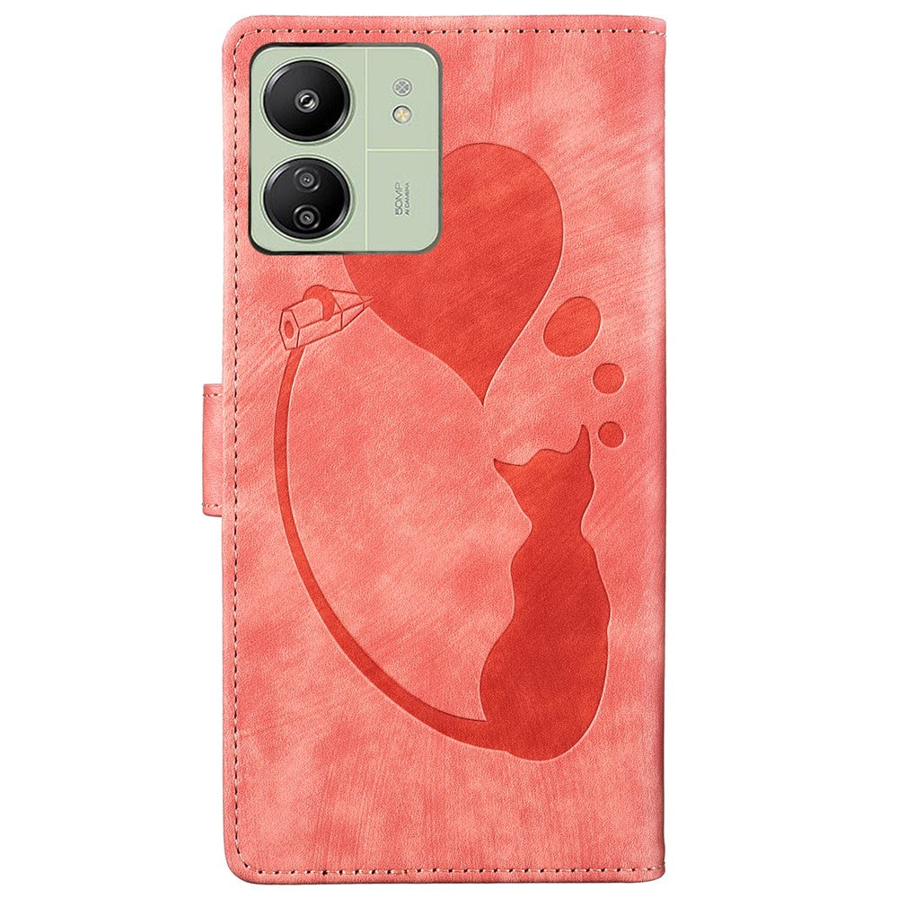 For Xiaomi Redmi 13C 4G / 5G / 13R 5G / Poco M6 5G / Poco C65 4G Case Cute Cat Imprint PU Leather Wallet Phone Cover