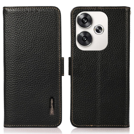 KHAZNEH For Xiaomi Poco F6 5G / Redmi Turbo 3 5G Case Genuine Cow Leather Cover RFID Blocking