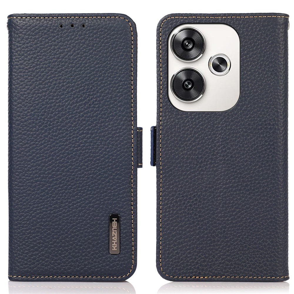 KHAZNEH For Xiaomi Poco F6 5G / Redmi Turbo 3 5G Case Genuine Cow Leather Cover RFID Blocking