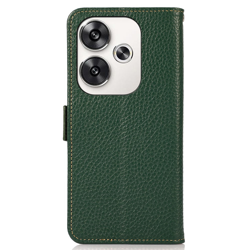 KHAZNEH For Xiaomi Poco F6 5G / Redmi Turbo 3 5G Case Genuine Cow Leather Cover RFID Blocking