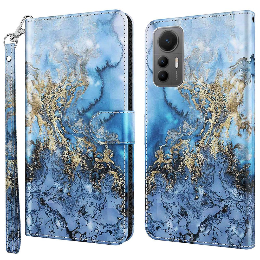 For Xiaomi 12 Lite 5G PU Leather Flip Phone Case Wallet Design 3D Pattern Printing Stand Magnetic Protective Cover with Strap