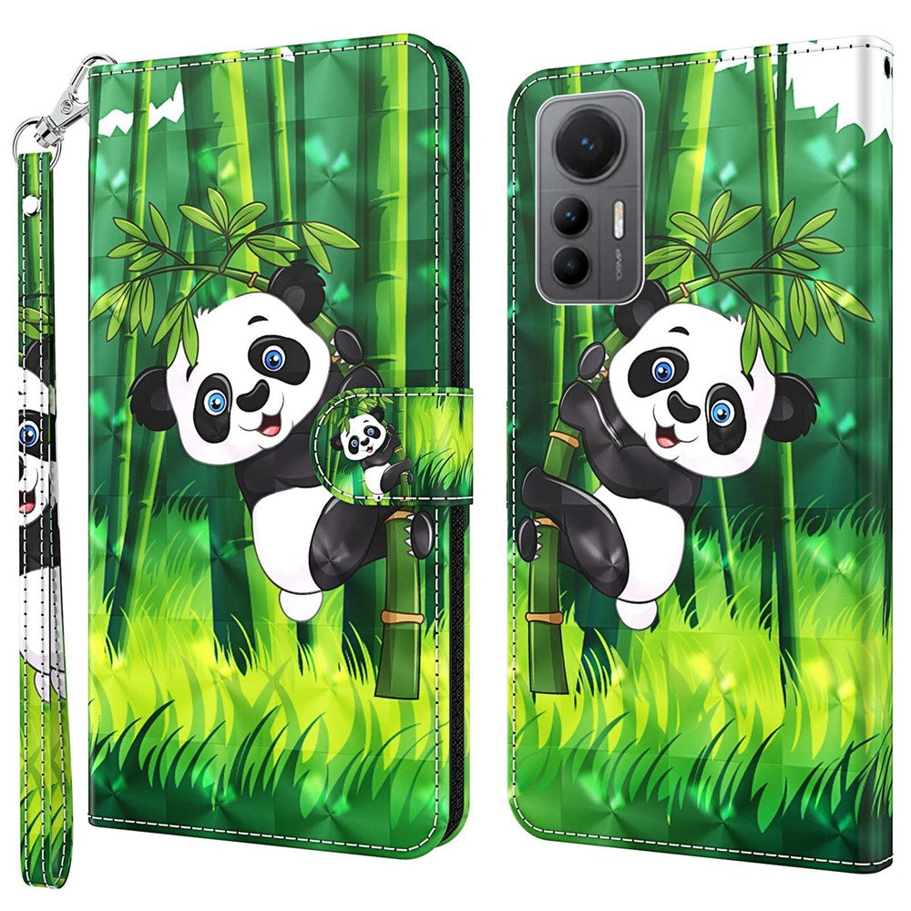 For Xiaomi 12 Lite 5G PU Leather Flip Phone Case Wallet Design 3D Pattern Printing Stand Magnetic Protective Cover with Strap