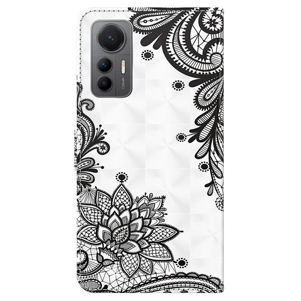 For Xiaomi 12 Lite 5G PU Leather Flip Phone Case Wallet Design 3D Pattern Printing Stand Magnetic Protective Cover with Strap