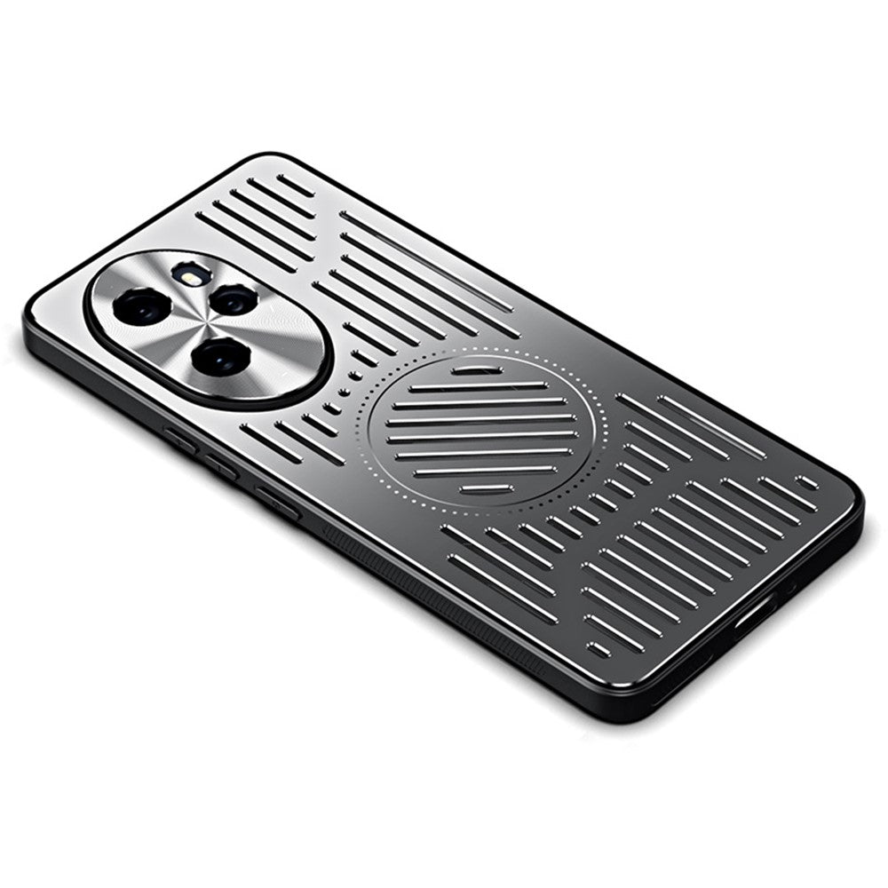For Honor 100 Pro 5G Mobile Phone Case TPU+Aluminum Alloy Magnetic Heat Dissipation Phone Cover