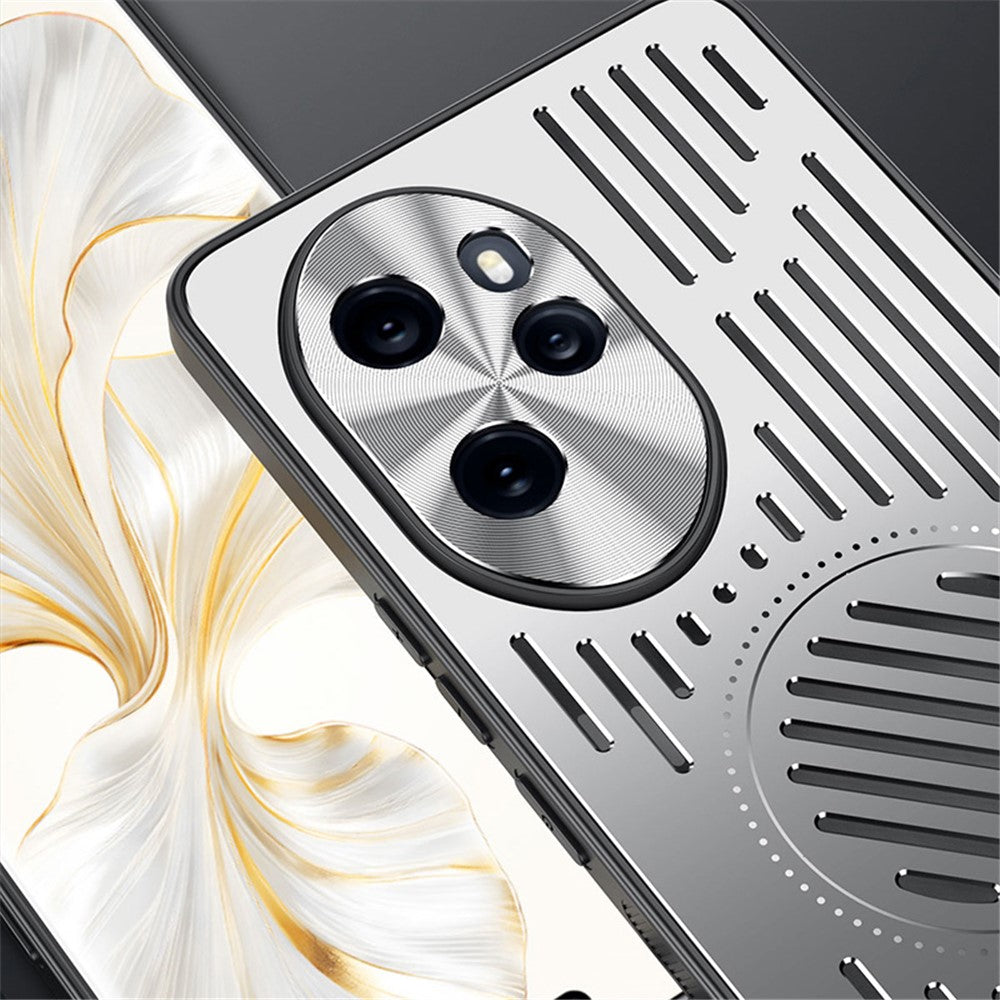 For Honor 100 Pro 5G Mobile Phone Case TPU+Aluminum Alloy Magnetic Heat Dissipation Phone Cover