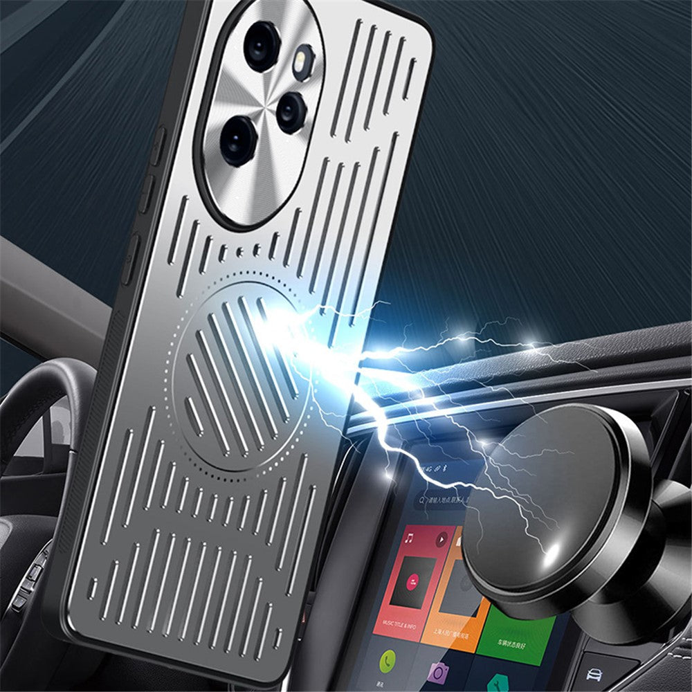 For Honor 100 Pro 5G Mobile Phone Case TPU+Aluminum Alloy Magnetic Heat Dissipation Phone Cover