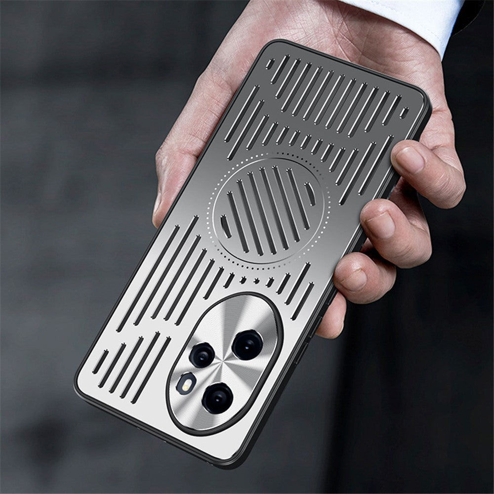 For Honor 100 Pro 5G Mobile Phone Case TPU+Aluminum Alloy Magnetic Heat Dissipation Phone Cover